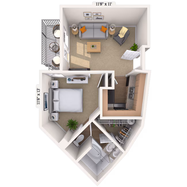 Traditional 0x1 538 SF 326 floor plan